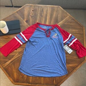 Colosseum Blue and Red Raglan Jersey - KU Jayhawks